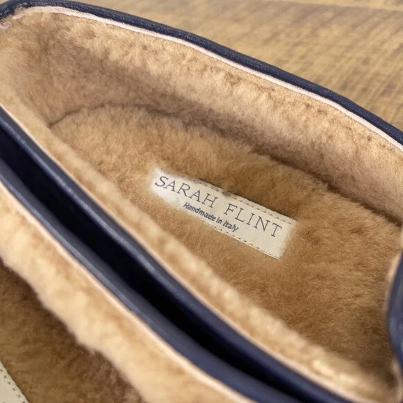 Sarah Flint x Wunderkind “W” Navy Blue Suede Slipper Flats Size EU 38 / US 7.5 - Picture 2 of 9